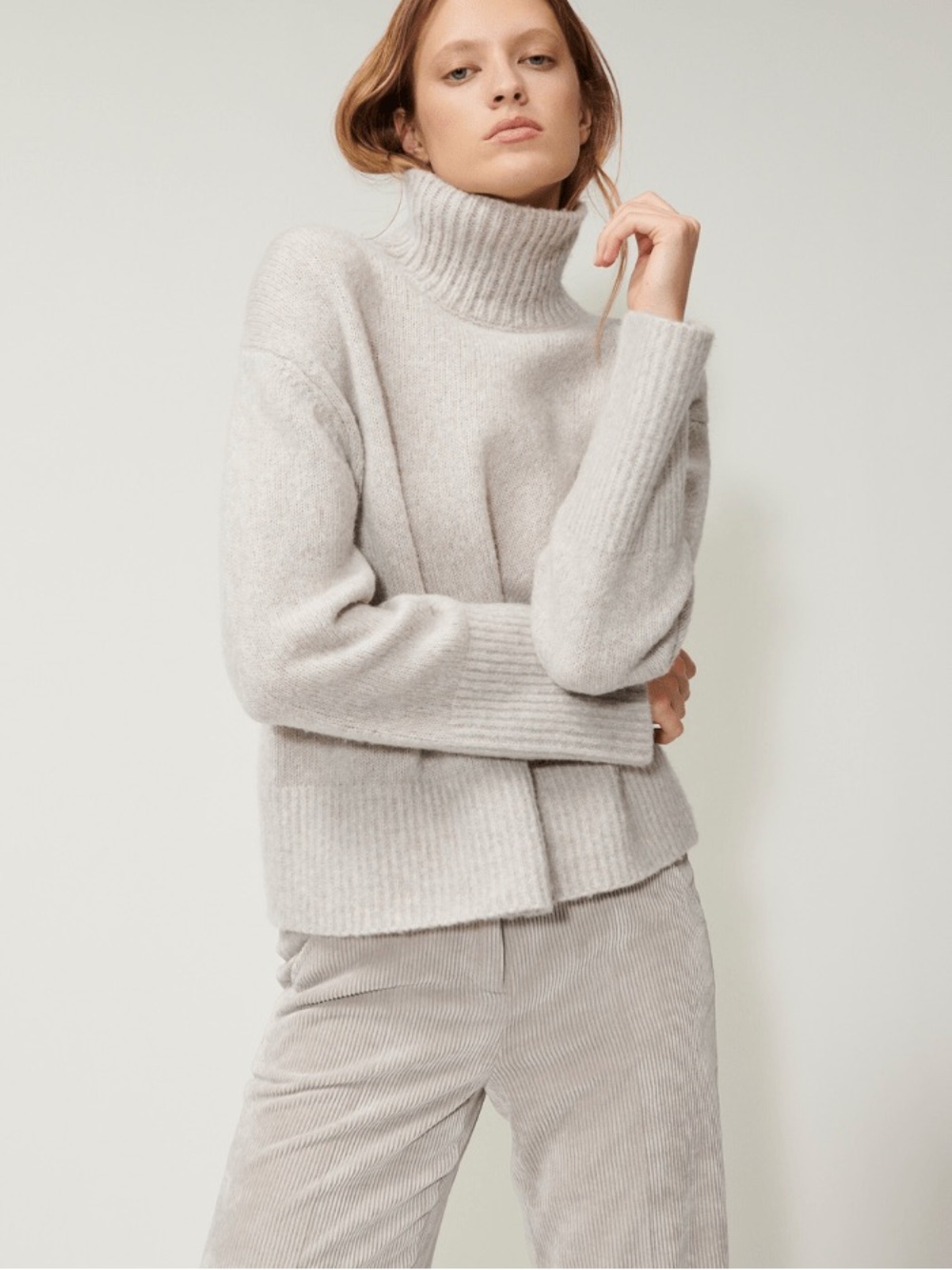 LUISA CERANO Alpaca Wool Cowl Neck Sweater Grey Size 6